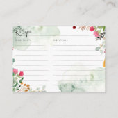 Recipe-kaart met waterverf wildbloemen informatiekaartje (Achterkant)
