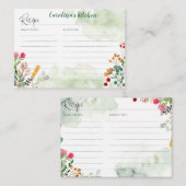 Recipe-kaart met waterverf wildbloemen informatiekaartje (Voorkant / Achterkant)