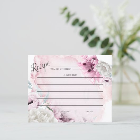 RECIPE-KAART | Roze Waterverf Roze papaver (Staand voorkant)