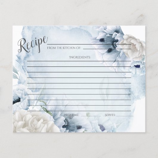 RECIPE-KAART | Rustige Waterverf Blauwe Bloemen (Voorkant)