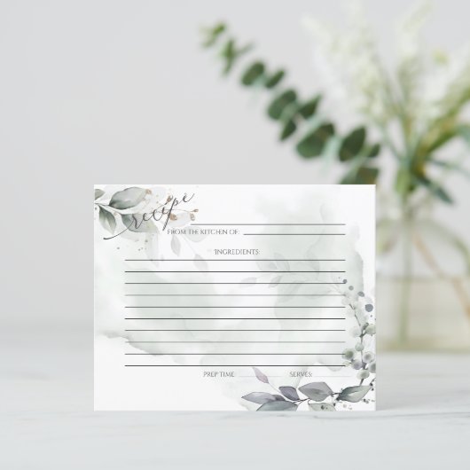 RECIPE-KAART | Rustische Waterverf Dusty Greenery (Staand voorkant)