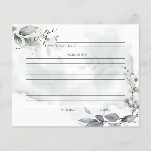 RECIPE-KAART | Rustische Waterverf Sage Greenery (Voorkant)