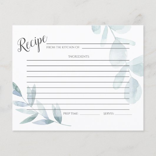 RECIPE-KAART | Stamblauwe Waterverf Eucalyptus (Voorkant)