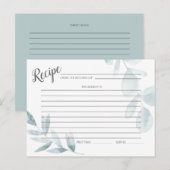 RECIPE-KAART | Stamblauwe Waterverf Eucalyptus Briefkaart (Voorkant / Achterkant)