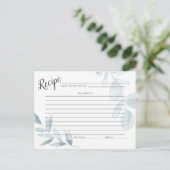 RECIPE-KAART | Stamblauwe Waterverf Eucalyptus Briefkaart (Staand voorkant)