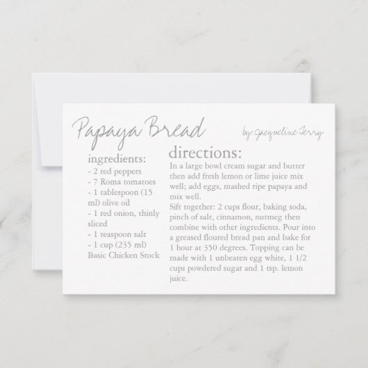 Recipe Kaart | Uw recept grijs (Voorkant)