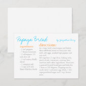 Recipe Kaart | Uw Sinaasappel Recipe Turquoise (Voorkant / Achterkant)