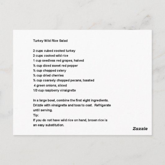 Recipe kadavers van wilde rijst briefkaart (Achterkant)