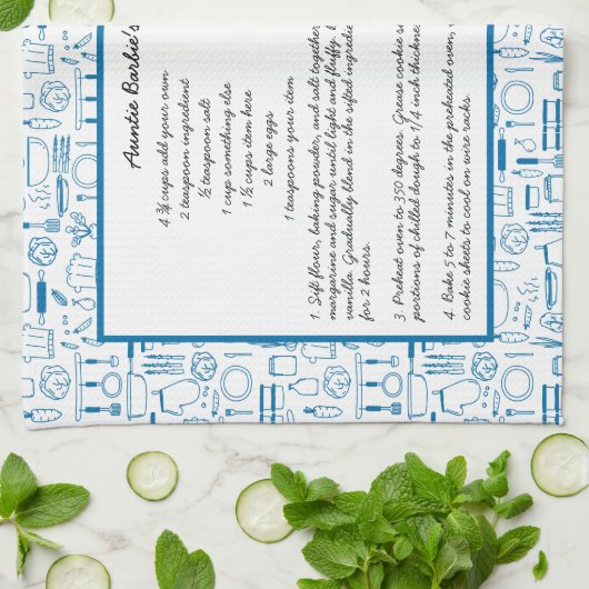 Recipe Keepomwille Country Blue Kitchen Tea Towel Theedoek (Gevouwen)