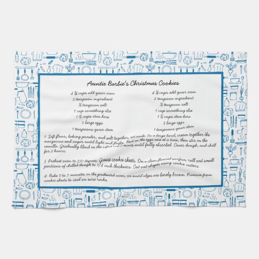 Recipe Keepomwille Country Blue Kitchen Tea Towel Theedoek (Horizontaal)