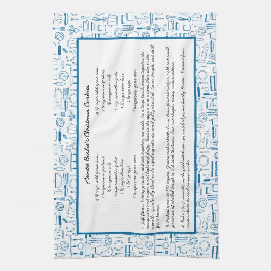 Recipe Keepomwille Country Blue Kitchen Tea Towel Theedoek (Verticaal)