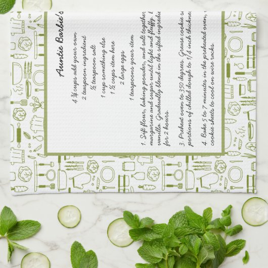 Recipe Keepomwille Green  Kitchen Tea Towel Theedoek (Gevouwen)
