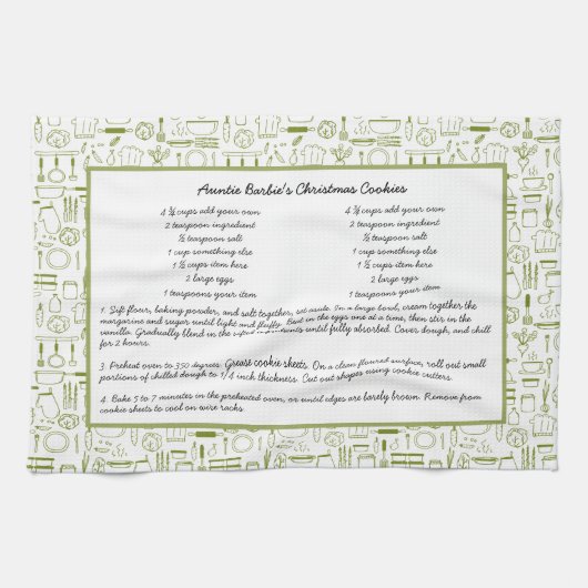 Recipe Keepomwille Green  Kitchen Tea Towel Theedoek (Horizontaal)