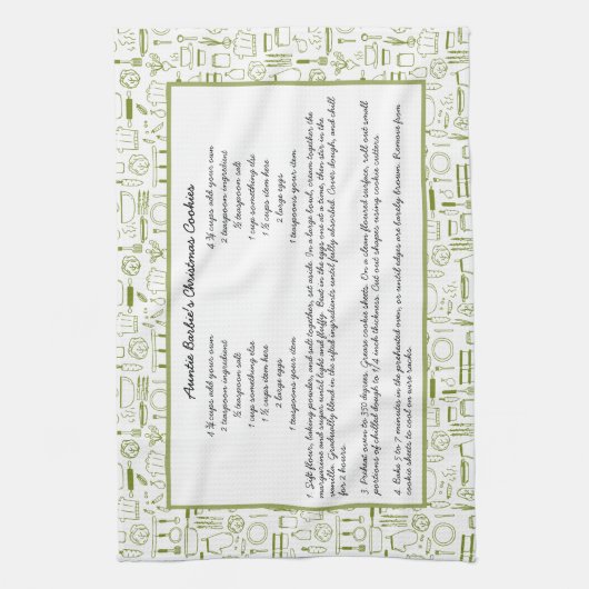 Recipe Keepomwille Green  Kitchen Tea Towel Theedoek (Verticaal)