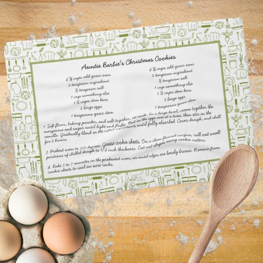 Recipe Keepomwille Green  Kitchen Tea Towel Theedoek