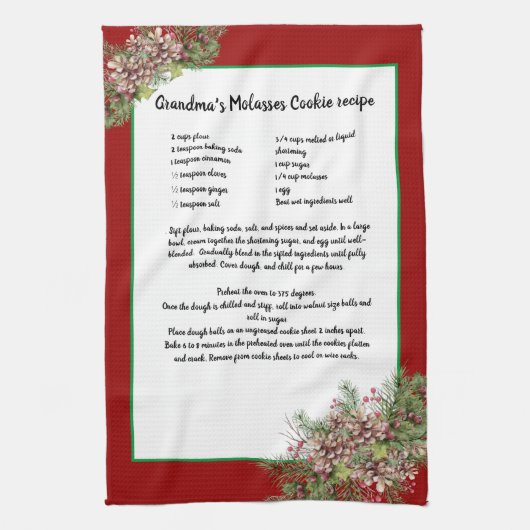 Recipe keepomwille Red Kerstdennengroen Theedoek (Verticaal)