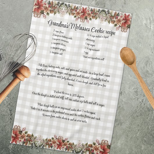 Recipe Keepomwille Xmas Cookie Gray Bufaloe plaid Theedoek