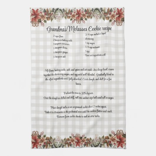 Recipe Keepomwille Xmas Cookie Gray Bufaloe plaid Theedoek (Verticaal)