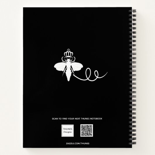 Recipe Keukenkooknaam koningin zwart wit Notitieboek (Achterkant)