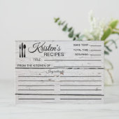 Recipe Kitchen Dish Ingredients White Wood Kaart (Staand voorkant)