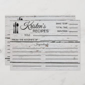 Recipe Kitchen Dish Ingredients White Wood Kaart (Voorkant / Achterkant)