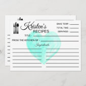 Recipe Kitchen Dish Lined Ingredients Heart Kaart (Voorkant / Achterkant)