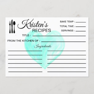 Recipe Kitchen Dish Lined Ingredients Heart Kaart