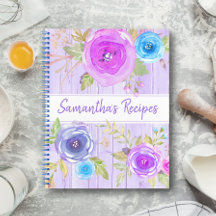 Recipe kookboek floral rustige waterverf hout