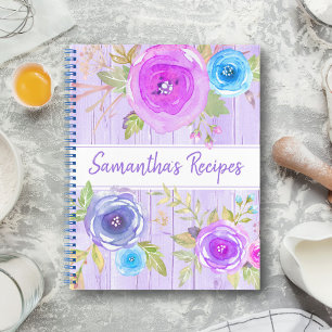 Recipe kookboek floral rustige waterverf hout notitieboek