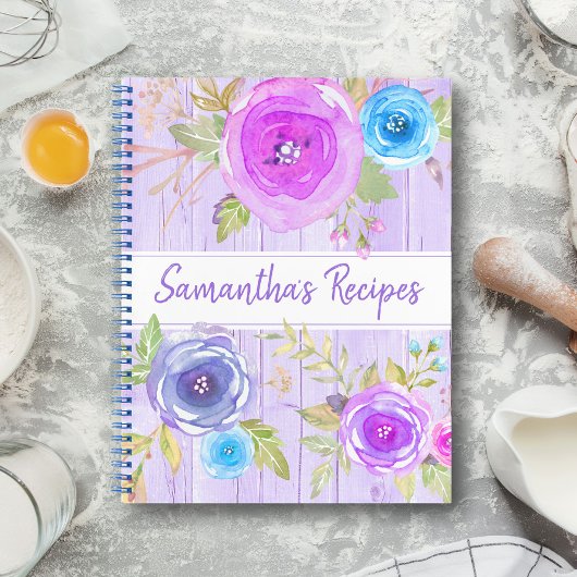 Recipe kookboek floral rustige waterverf hout notitieboek
