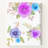 Recipe kookboek kic blue paarse florale waterverf notitieboek (Achterkant)