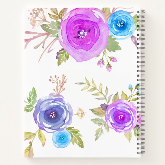 Recipe kookboek kic blue paarse florale waterverf notitieboek (Achterkant)