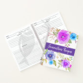 Recipe kookboek kic blue paarse florale waterverf notitieboek (Binnen)