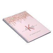 Recipe kookboek monogram glitter roos goud roze notitieboek (Rechterzijde)