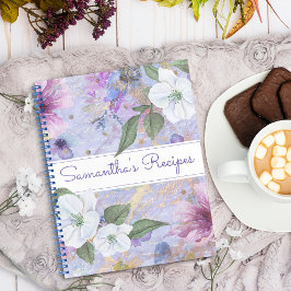 Recipe kookboek,  paarse florale waterverf notitieboek