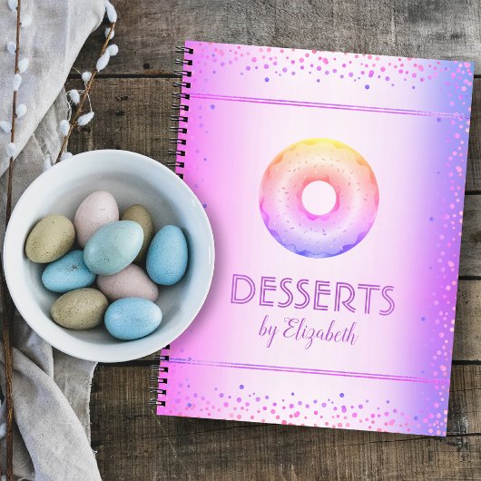 Recipe kookboek paarse regenbooglitter doughnut notitieboek