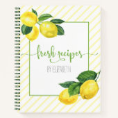 Recipe kookbook, country lemon waterverf, strepen notitieboek (Voorkant)