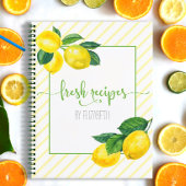 Recipe kookbook, country lemon waterverf, strepen notitieboek