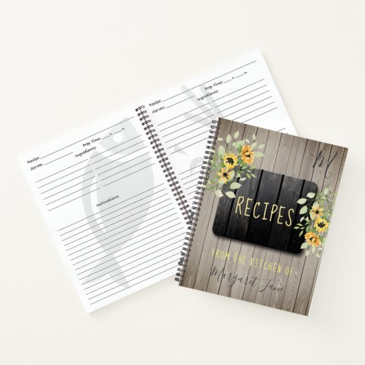 Recipe kookbook monogrammed chef rustige keuken notitieboek (Binnen)