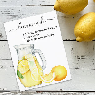 Recipe Lemonade Drink Waterverf Lemons Briefkaart