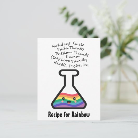 Recipe om uw eigen regenboog in een bekerglas te m briefkaart (Staand voorkant)