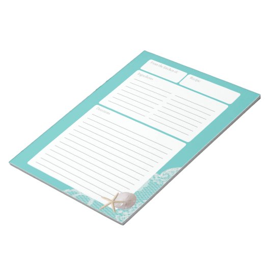 Recipe Page Aqua Sand Dollar en Lace Notitieblok (Schuin)