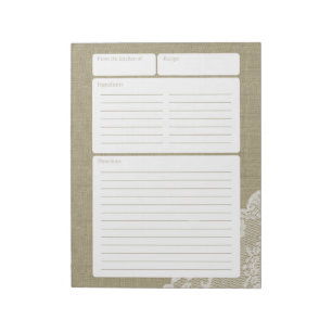 Recipe Page Burlap en Lace Notitieblok