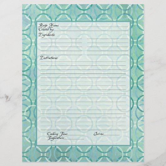 Recipe Page Family Heritage Cookbook Recipe Multom (Voorkant)