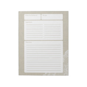 Recipe Page Light Burlap en Lace Notitieblok