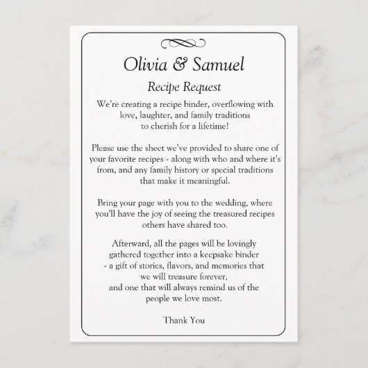 Recipe Request - Black White Infinity Scroll, Informatiekaartje (Voorkant)