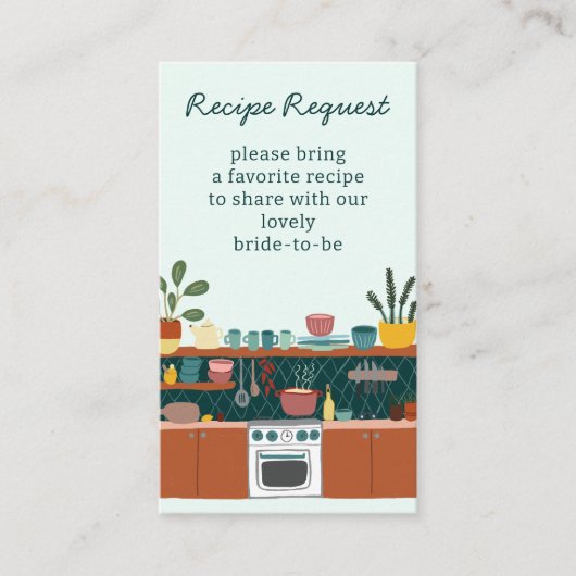 RECIPE REQUEST Bridal Shower Cute Recipe Request Informatiekaartje (Voorkant)
