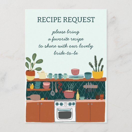 RECIPE REQUEST Bridal Shower Cute Recipe Request Informatiekaartje (Voorkant)