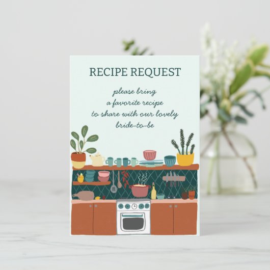 RECIPE REQUEST Bridal Shower Cute Recipe Request Informatiekaartje (Staand voorkant)