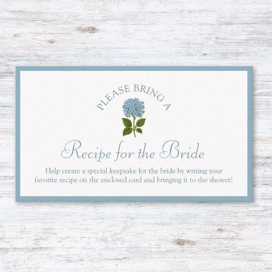 Recipe Request Card for Bridal Shower Dusty Blue Informatiekaartje